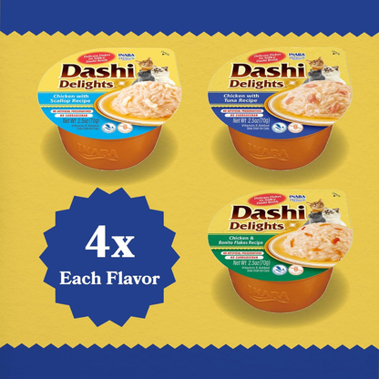 Inaba Dashi Delights Chicken Variety Pack in Broth Cat Food, 2.5-oz, pack of 12