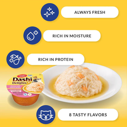 Inaba Dashi Delights Chicken with Tuna & Salmon Recipe in Broth Cat Food, 2.5-oz