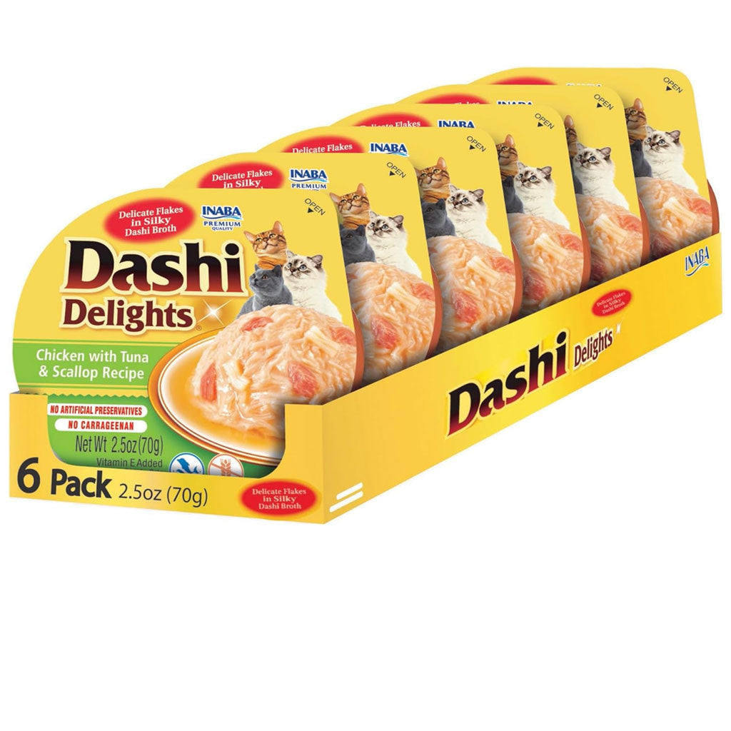 Inaba Dashi Delights Chicken with Tuna & Scallop Recipe in Broth Cat Food, 2.5-oz - DISCO