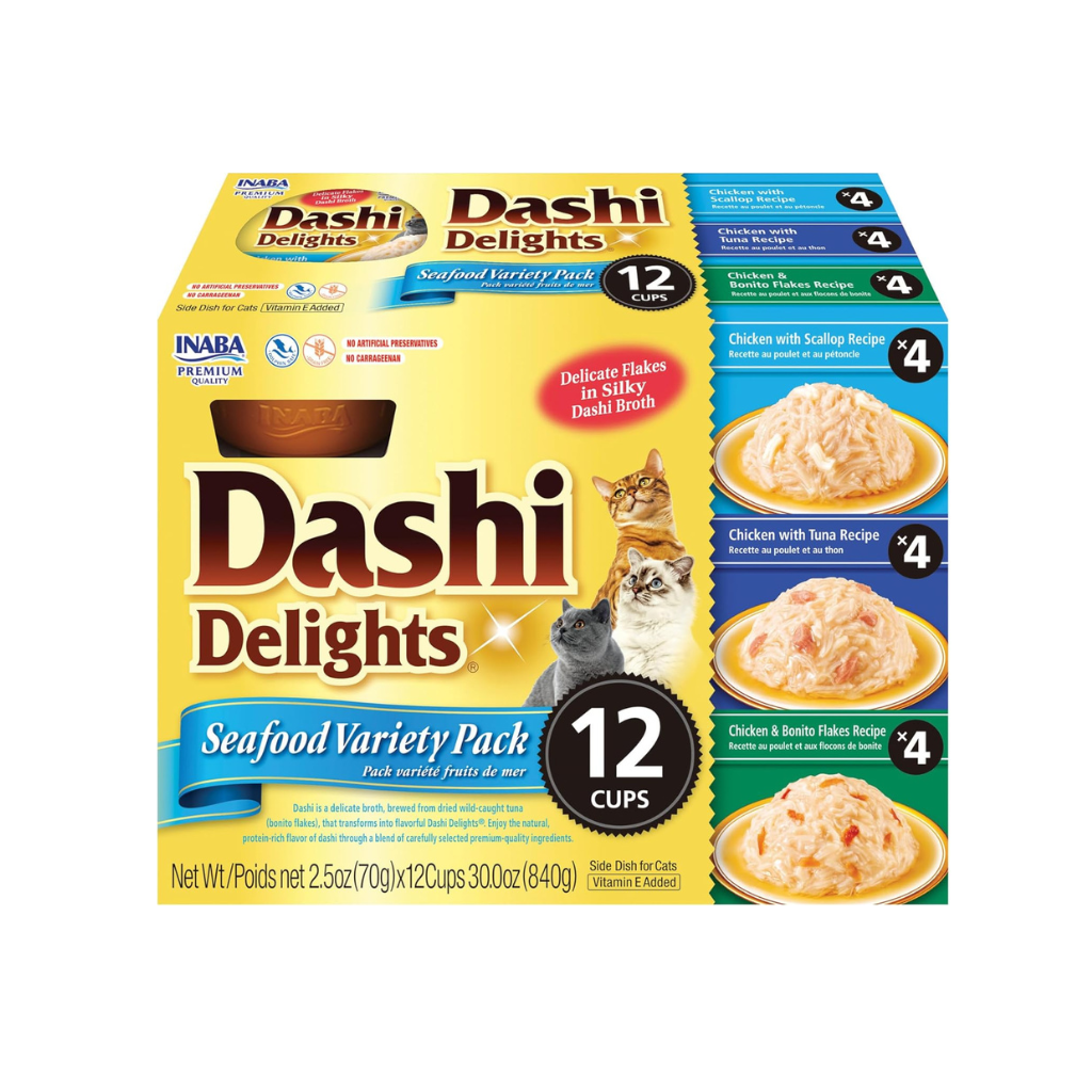 Inaba Dashi Delights Seafood Variety Pack in Broth Cat Food, 2.5-oz, pack of 12