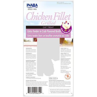 Inaba Grilled Chicken Fillet Extra Tender in Crab Flavored Broth Cat Treat, 0.52-oz