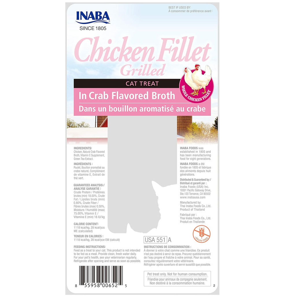 Inaba Grilled Chicken Fillet in Crab Flavored Broth Cat Treat, 0.9-oz