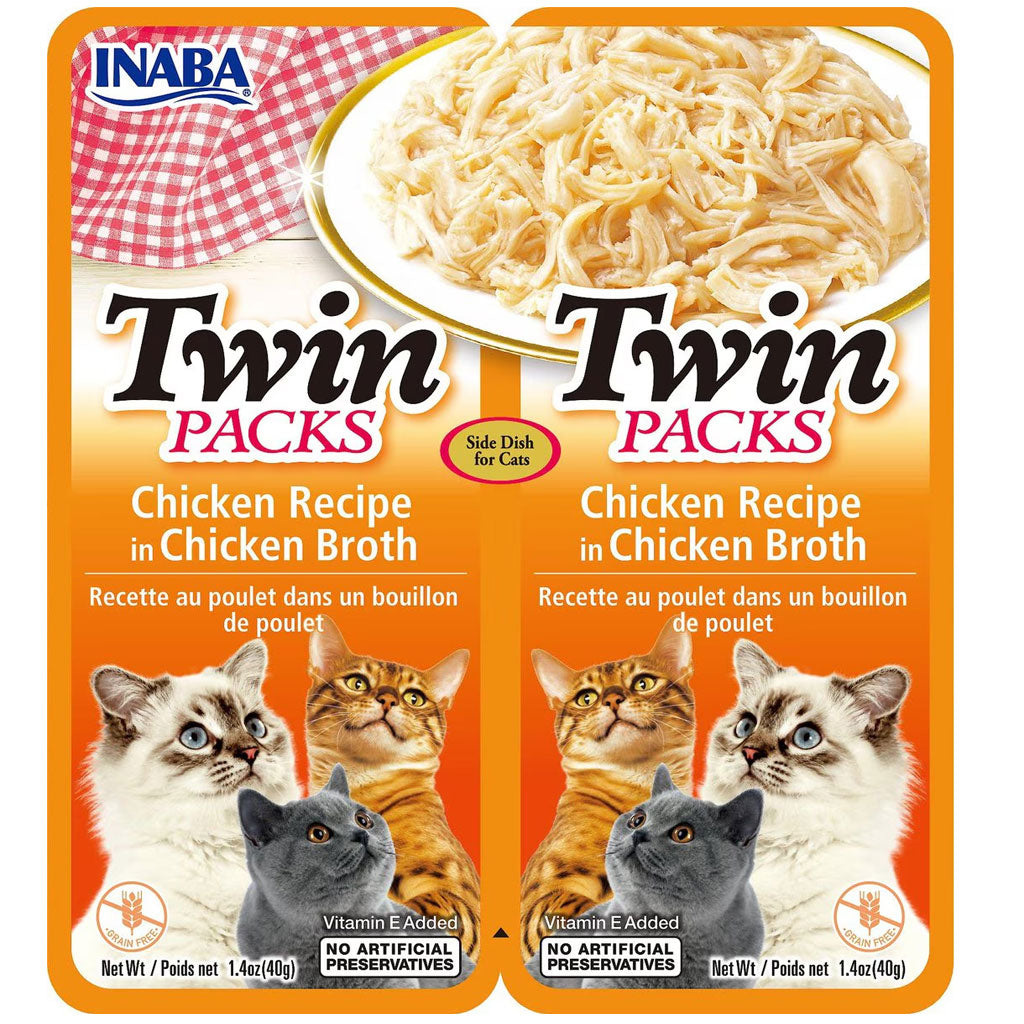 Inaba Twin Packs Chicken Recipe in Chicken Broth Grain-Free Cat Food, 1.4-oz