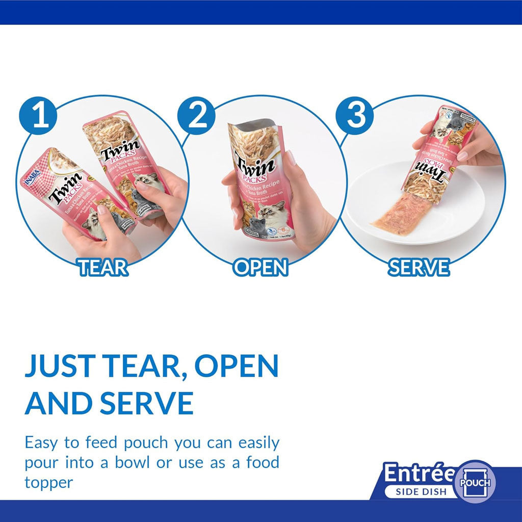 Inaba Twin Packs Tuna & Chicken Recipe in Tuna Broth Grain-Free Cat Food, 1.23-oz