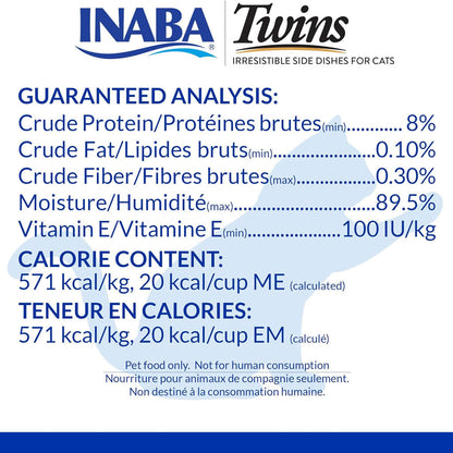 Inaba Twins Chicken with Cheese Recipe Grain-Free Cat Food, 1.23-oz