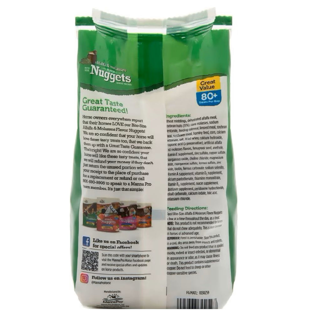 Manna Pro Alfalfa & Molasses Bite-Sized Nugget Treats for Horses
