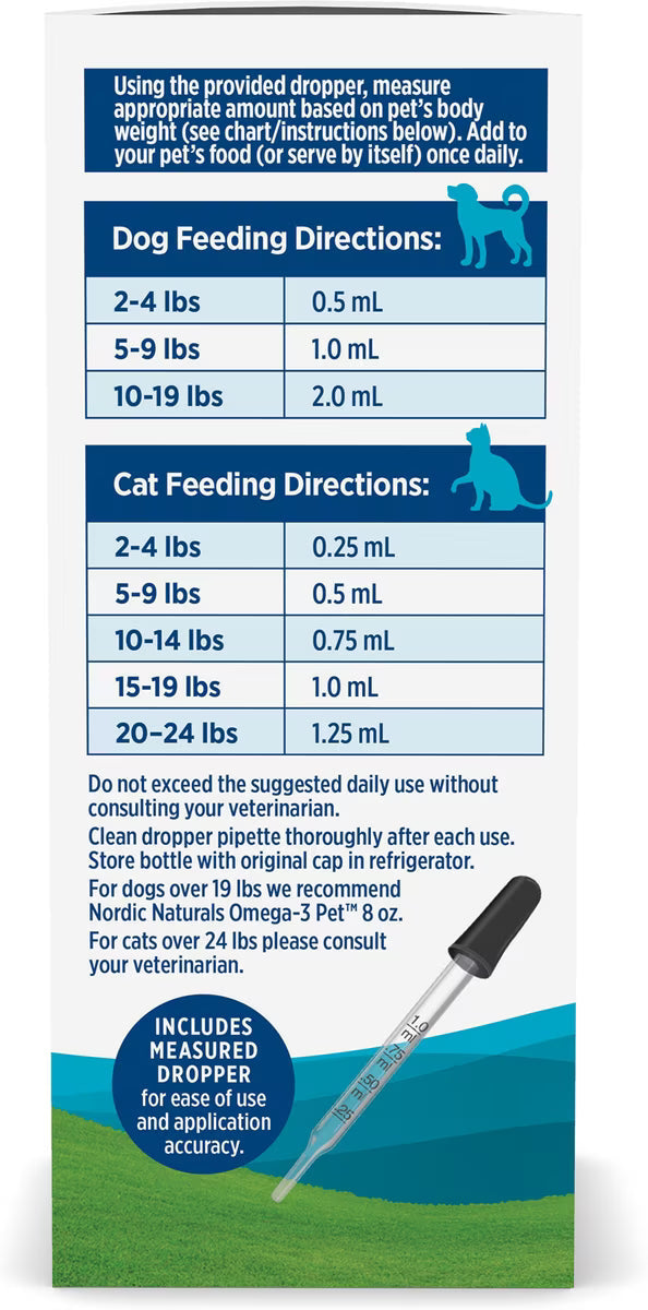 Nordic Naturals Omega-3 Pet Oil Supplements For Cats & Small Breed Dogs, 2-oz