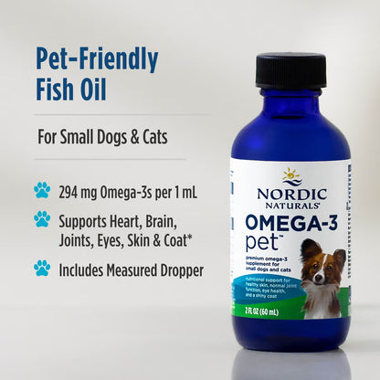 Nordic Naturals Omega-3 Pet Oil Supplements For Cats & Small Breed Dogs, 2-oz