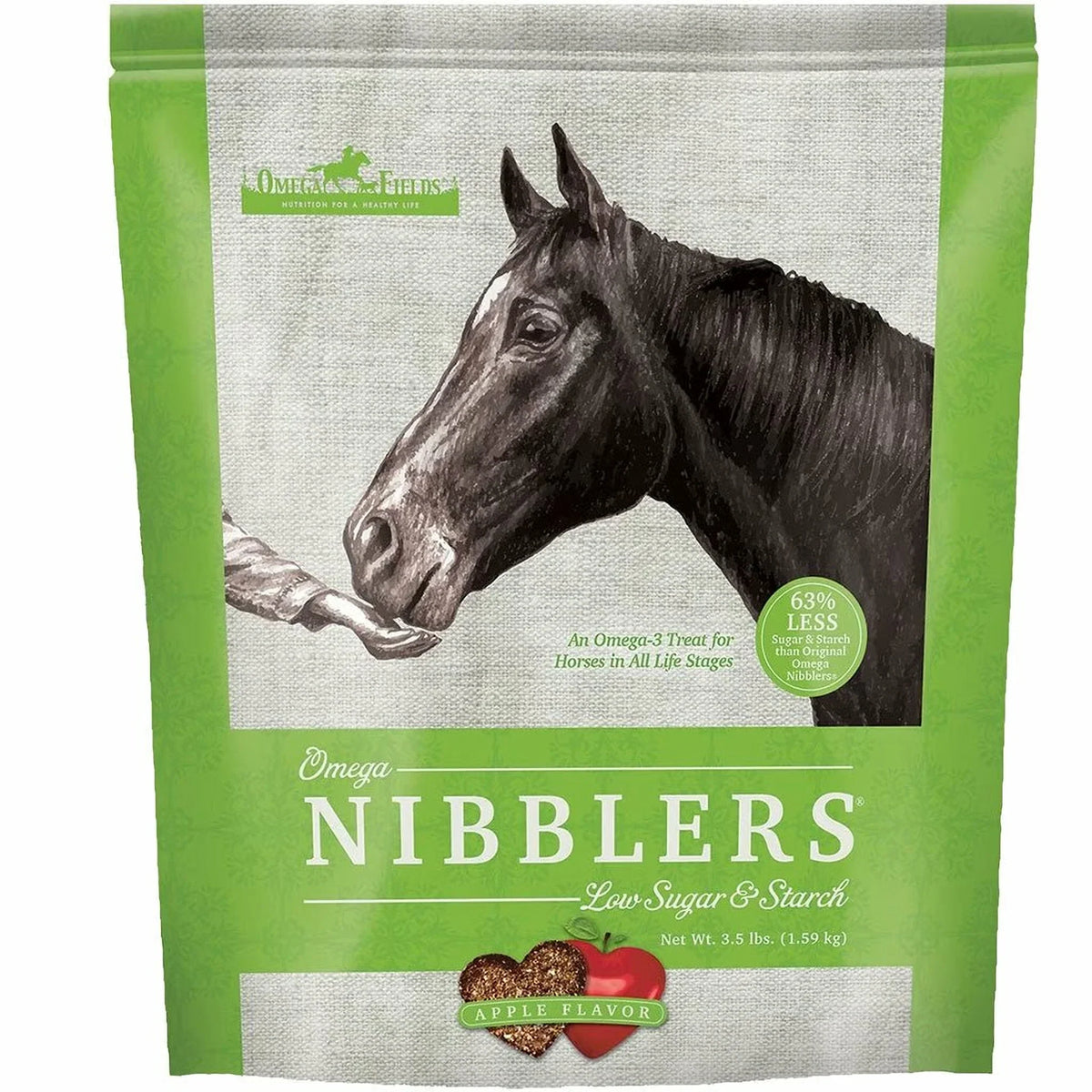 Omega Fields Nibblers Low Sugar & Starch Apple Flavor Treats for Horses (3.5 LB)