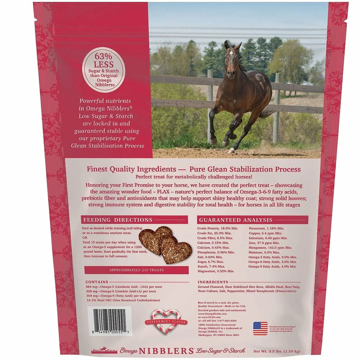 Omega Fields Nibblers Low Sugar & Starch Peppermint Flavor Treats for Horses (3.5 LB)