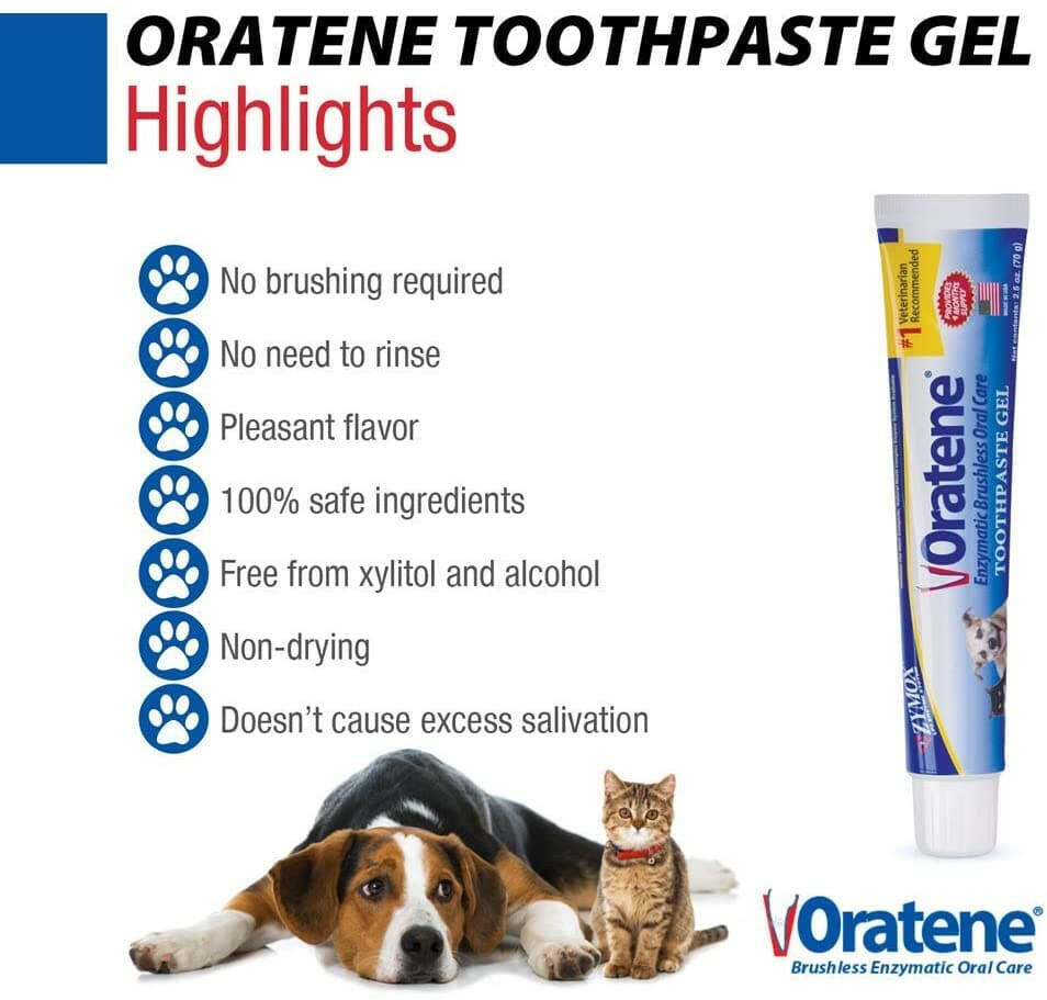 Oratene Brushless Maintenance Toothpaste Gel for Dogs & Cats (2.5oz)