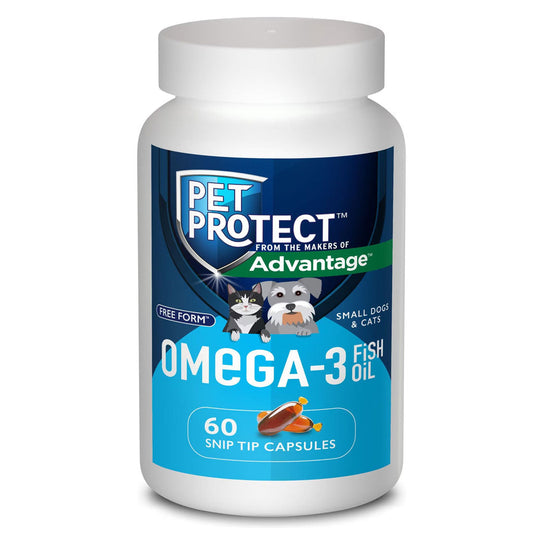 Pet Protect Free Form Omega-3 Fish Oil for Small Dogs and Cats (60 capsules)