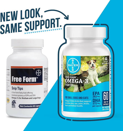 Pet Protect Free Form Omega-3 Fish Oil for Small Dogs and Cats (60 capsules)