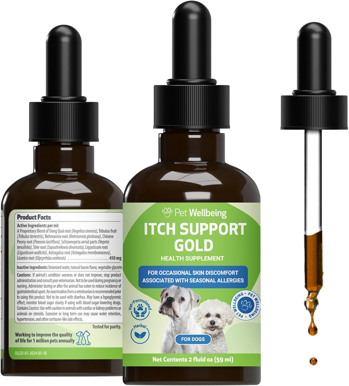 Pet Wellbeing Itch Support Gold - For Allergy-Related Itch in Dogs