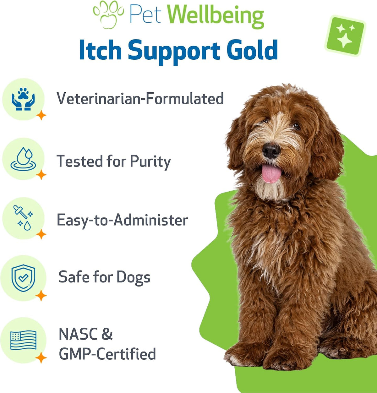 Pet Wellbeing Itch Support Gold - For Allergy-Related Itch in Dogs