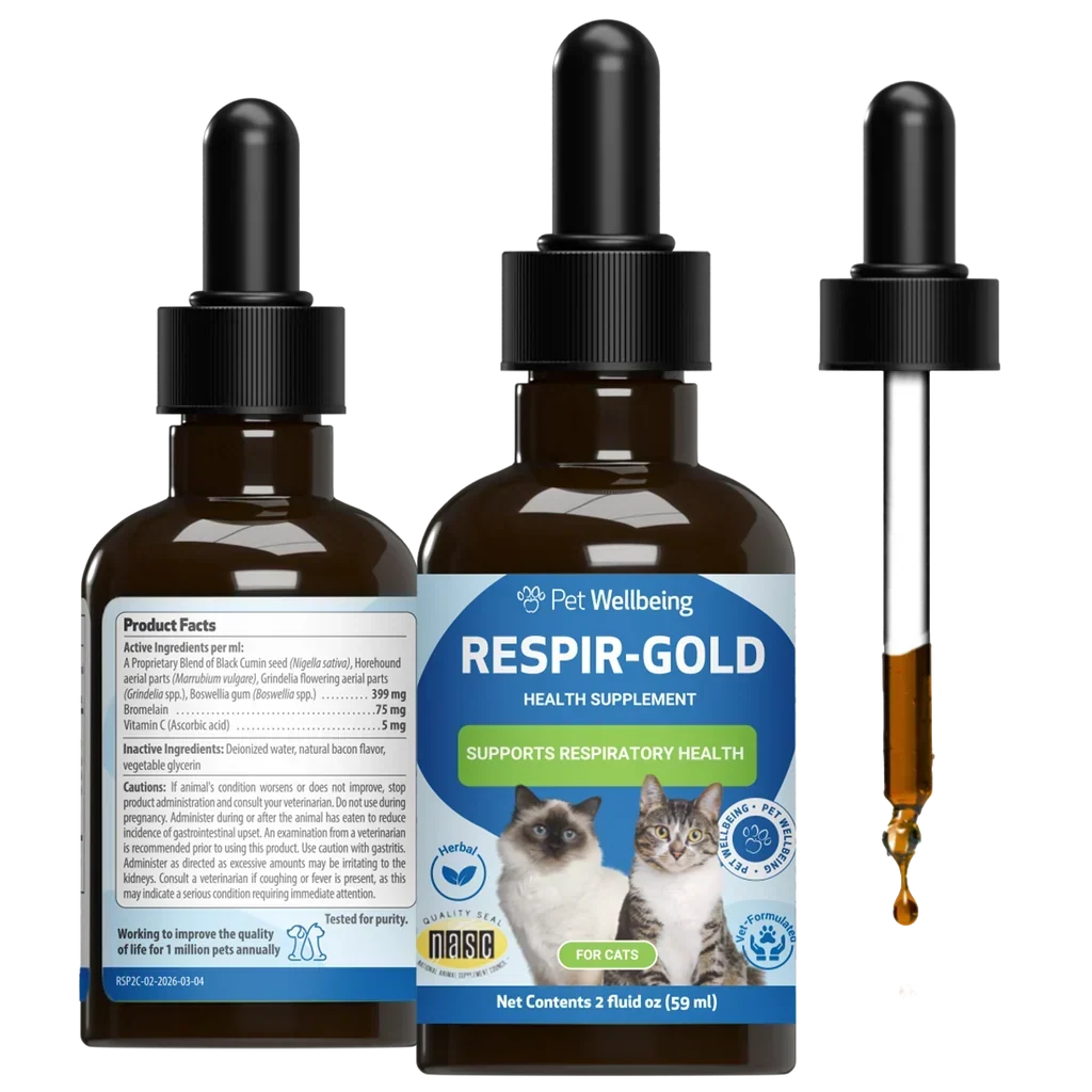 Pet Wellbeing Respir-Gold for Easy Breathing in Cats, 2-oz