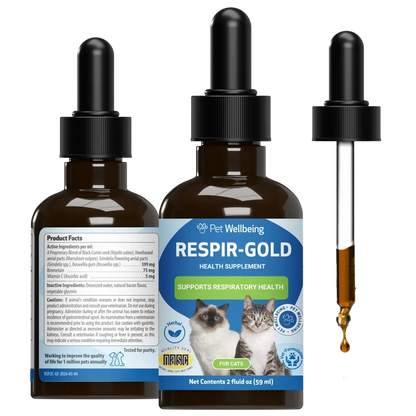 Pet Wellbeing Respir-Gold for Easy Breathing in Cats, 2-oz
