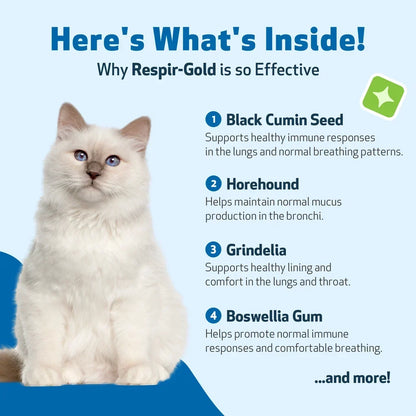Pet Wellbeing Respir-Gold for Easy Breathing in Cats, 2-oz