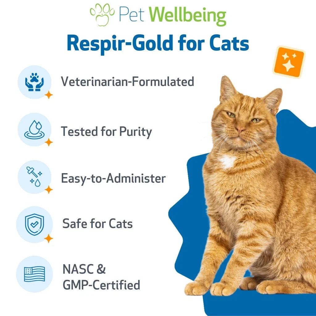 Pet Wellbeing Respir-Gold for Easy Breathing in Cats, 2-oz