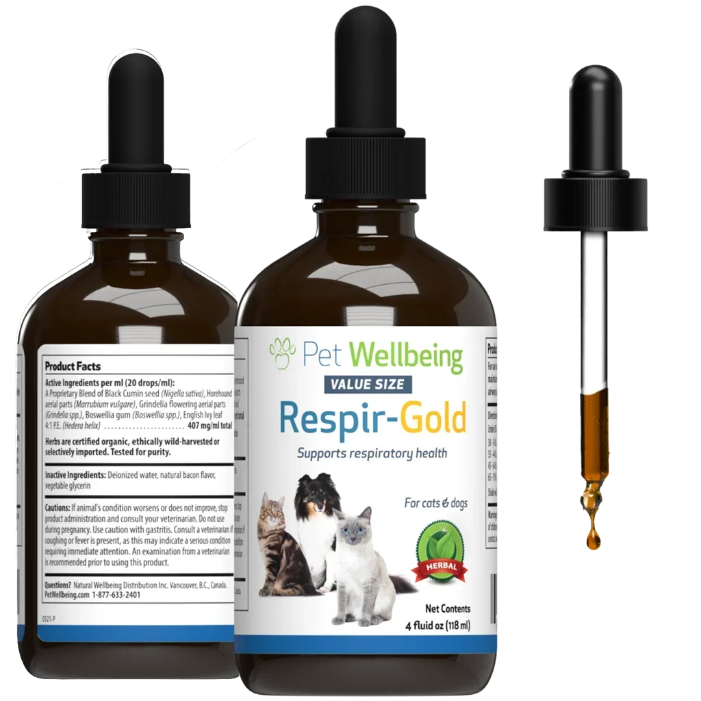 Pet Wellbeing Respir-Gold for Easy Breathing in Cats, 2-oz
