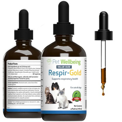 Pet Wellbeing Respir-Gold for Easy Breathing in Cats, 2-oz