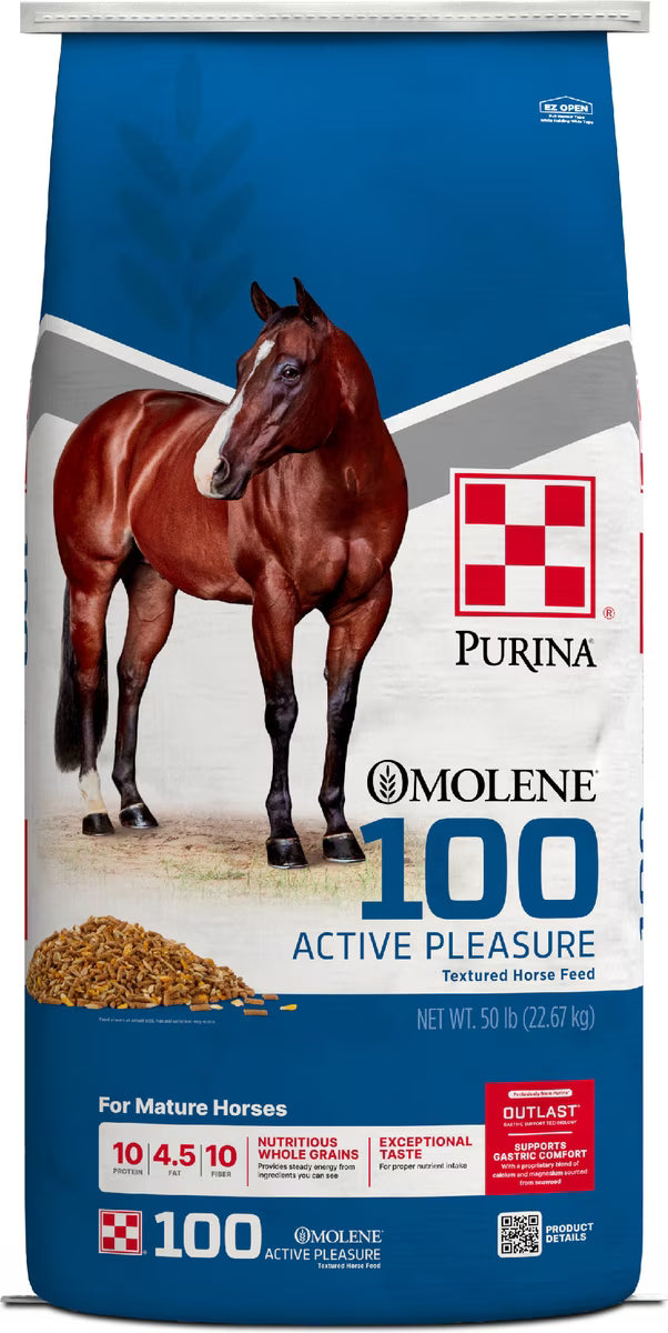 Purina Omolene 100 Active Pleasure Horse Feed, 50-lb
