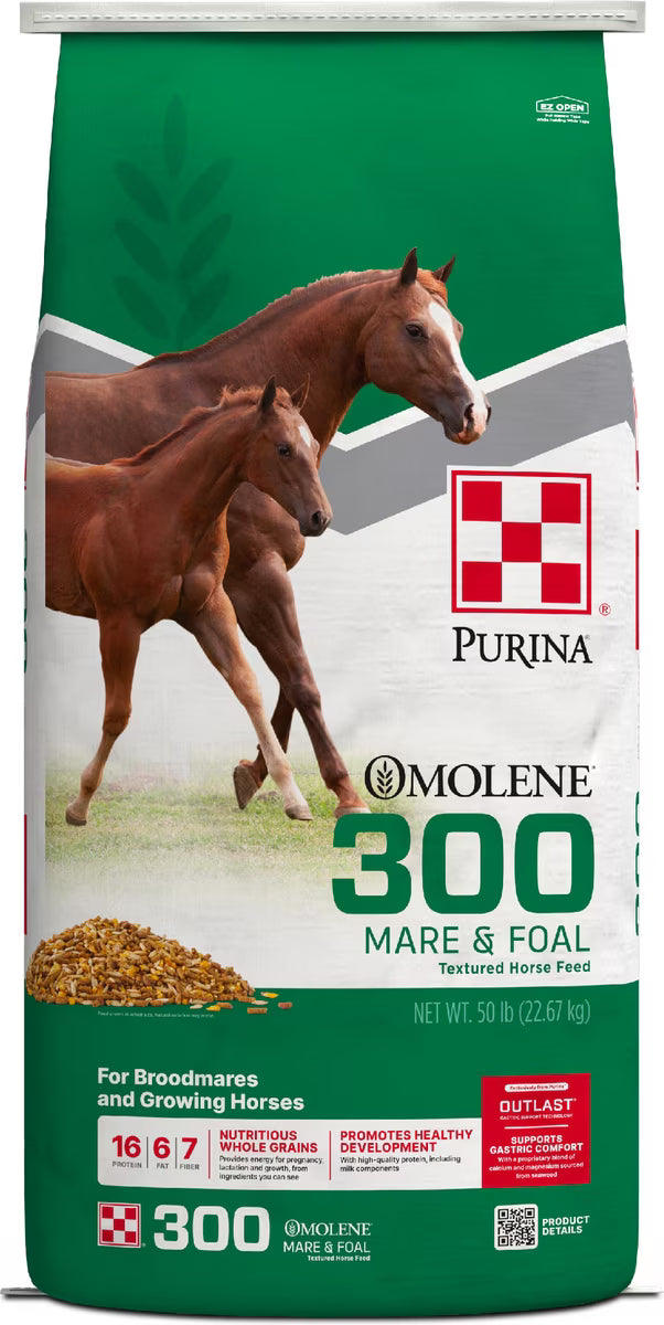 Purina Omolene 300 Mare & Foal Horse Feed, 50-lb