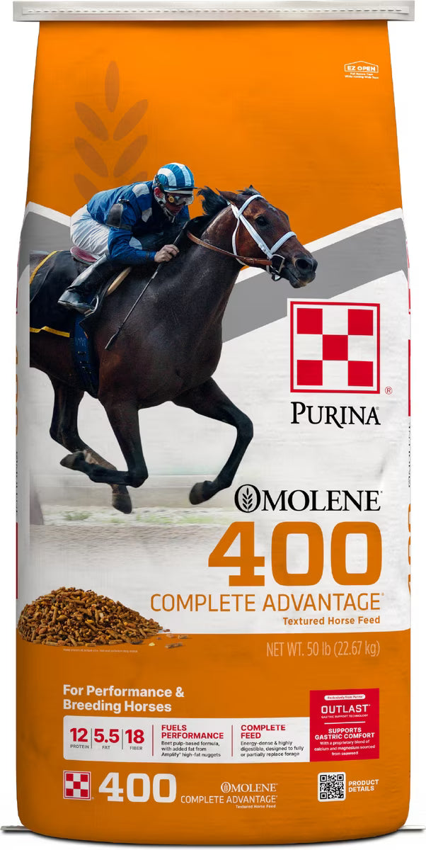Purina Omolene 400 Complete Advantage Horse Feed, 40-lb