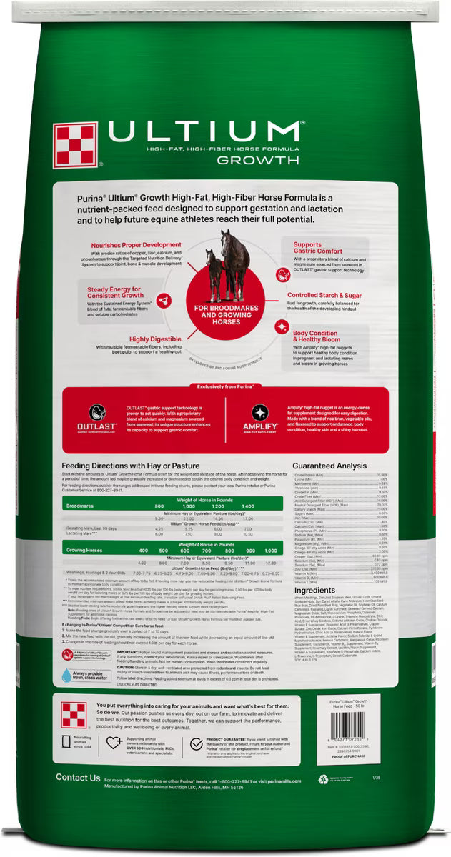 Purina Ultium Growth Horse Feed, 50-lb
