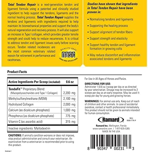 Ramard Total Tendon Repair Powder Horse Supplement (1.12 lb, 30 Day Supply)