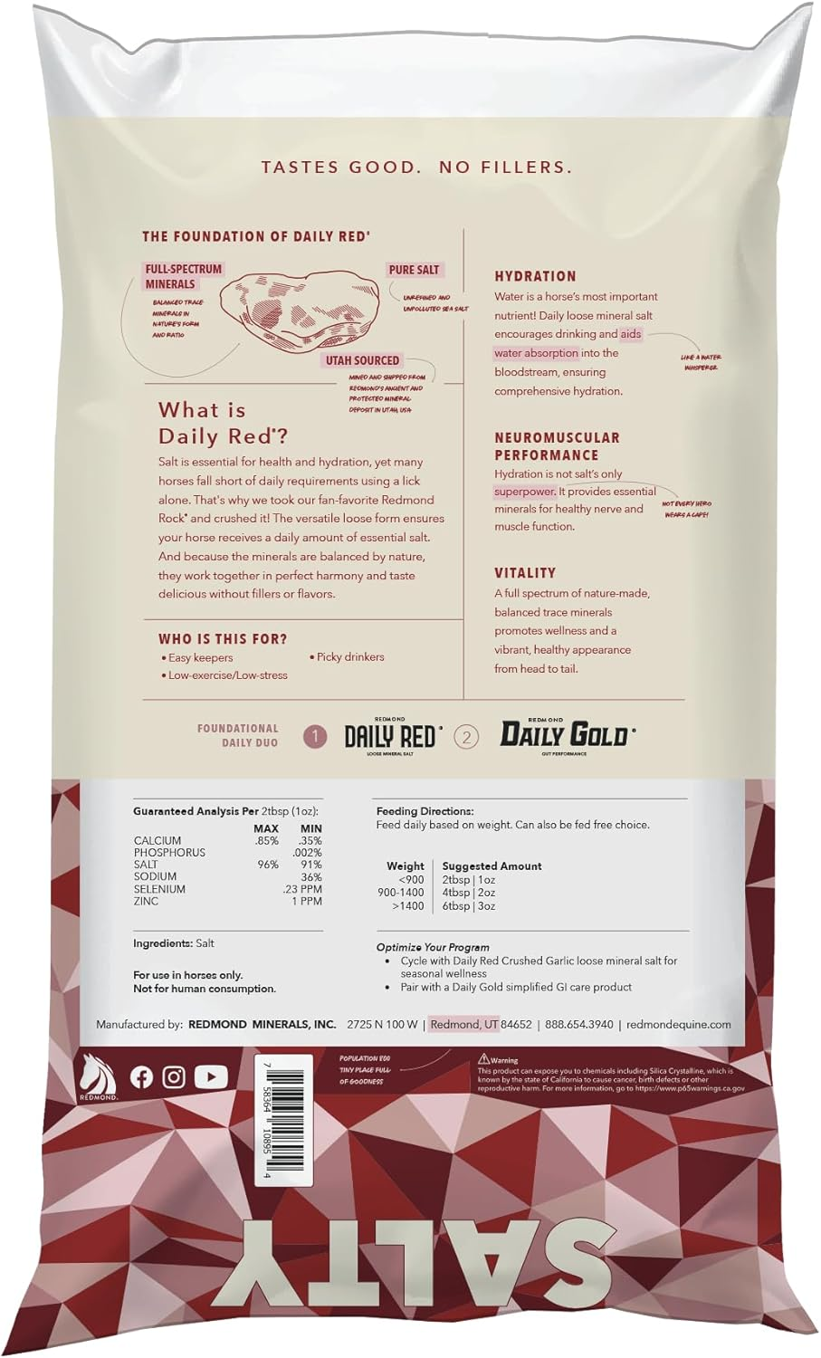 Redmond Daily Red Crushed Loose Mineral Salt For Horses