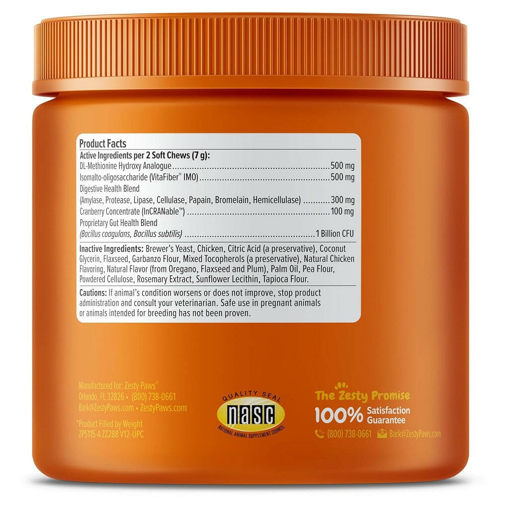 Zesty Paws Stay Green Bites Chicken Flavored Gut Health Chews for Dogs (90 ct)