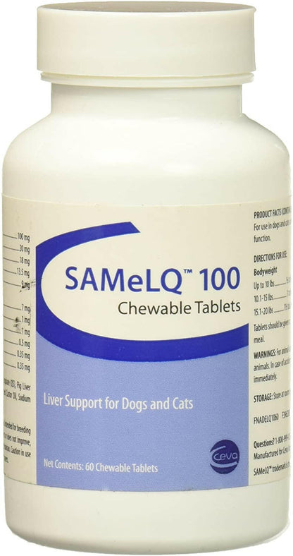 SAMeLQ 100 Chewable Tablets for Dogs & Cats - Boost Liver Health