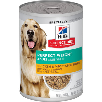 Hill's Science Diet Adult Perfect Weight Canned Dog Food, Chicken & Vegetable Entrée (12.8 oz x 12 cans)