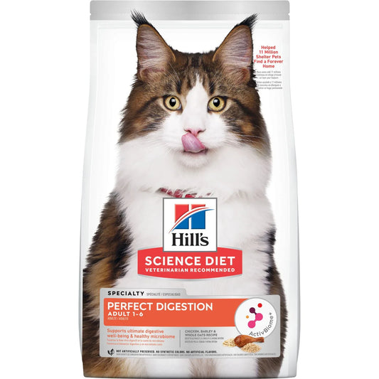 Hill's Science Diet Adult Perfect Digestion Chicken, Barley, & Whole Oats Recipe Dry Cat Food (13 lb)