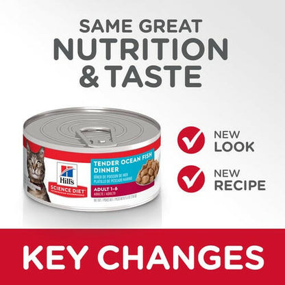 Hill's Science Diet Adult Tender Ocean Fish Dinner Canned Cat Food (5.5 oz x 24 cans)