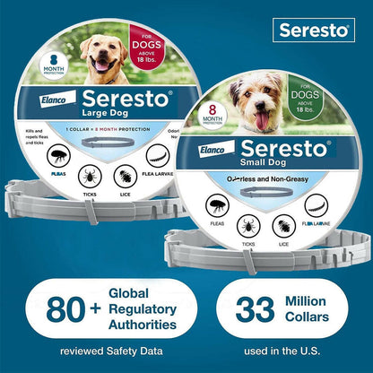 Seresto Flea & Tick Collar for Dogs, Over 18 lbs + Seresto Flea & Tick Collar for Dogs, Up to 18 lbs