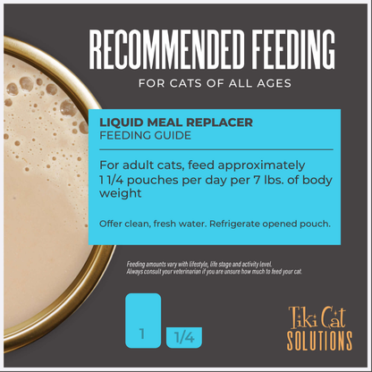 Tiki Cat Solutions Liquid Meal Replacer Tuna in Goat's Milk for Cats (6 oz x 6 pouches)