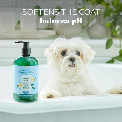TropiClean Essentials Goat's Milk Hypoallergenic Shampoo for Dogs Puppies and Cats (16 oz)