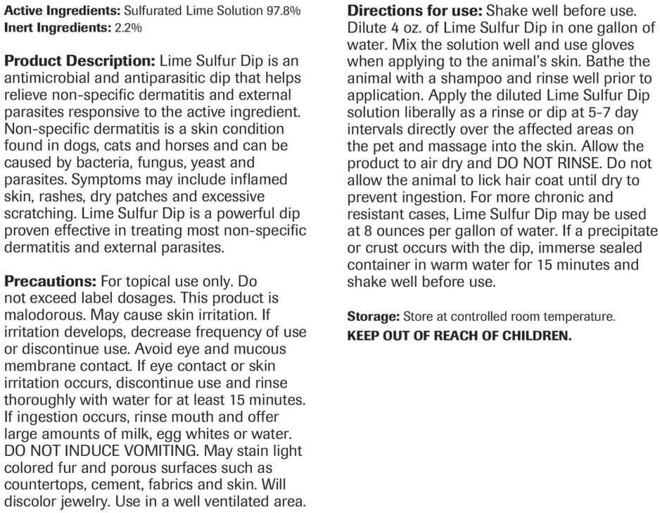 Vet Basics Lime Sulfur Dip for Dogs, cats & Horses, 16 oz