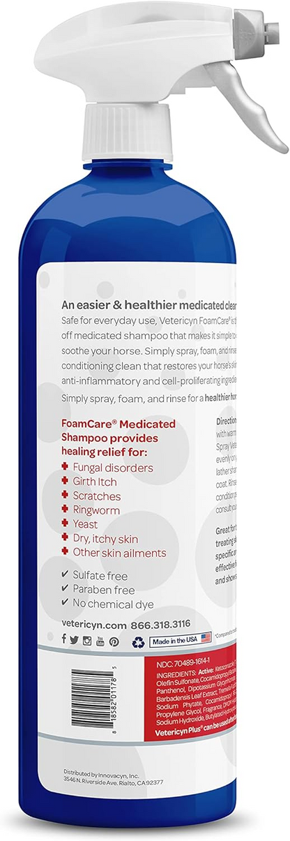 Vetericyn FoamCare Medicated Shampoo for Horses (32 oz)