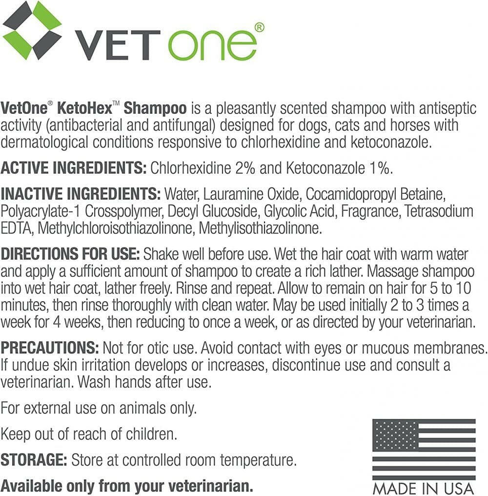 VetOne KetoHex Antiseptic Shampoo for Dogs, Cats and Horses
