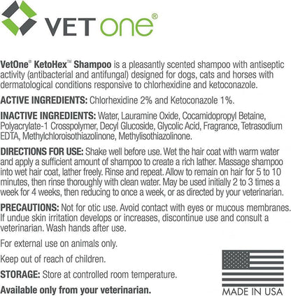VetOne KetoHex Antiseptic Shampoo for Dogs, Cats and Horses