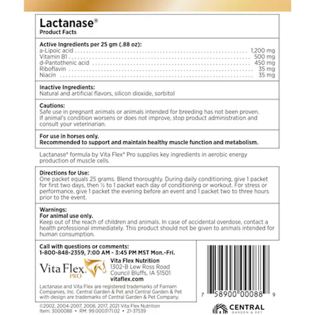 Vita Flex Lactanase Performance Supplement for Horses, (25 g)