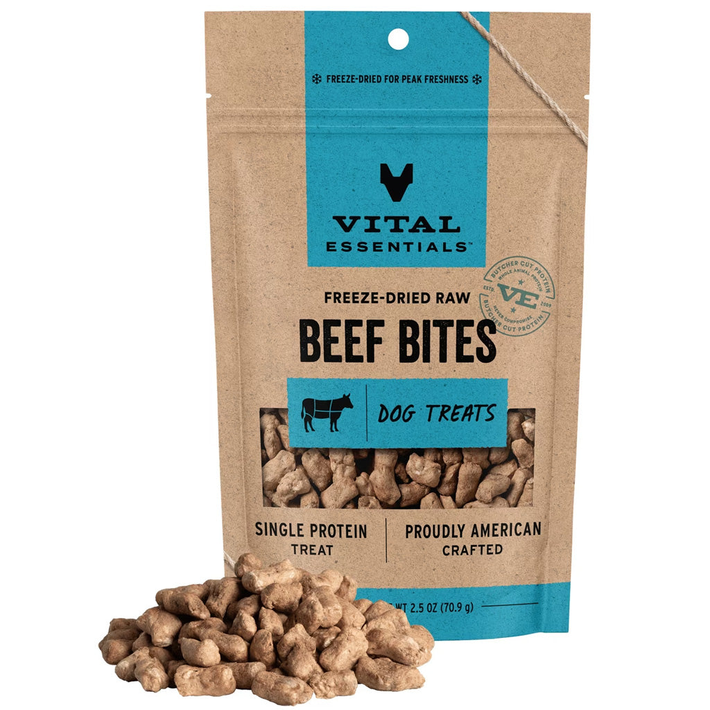 Vital Essentials Freeze-Dried Beef Bites Treats for Dogs