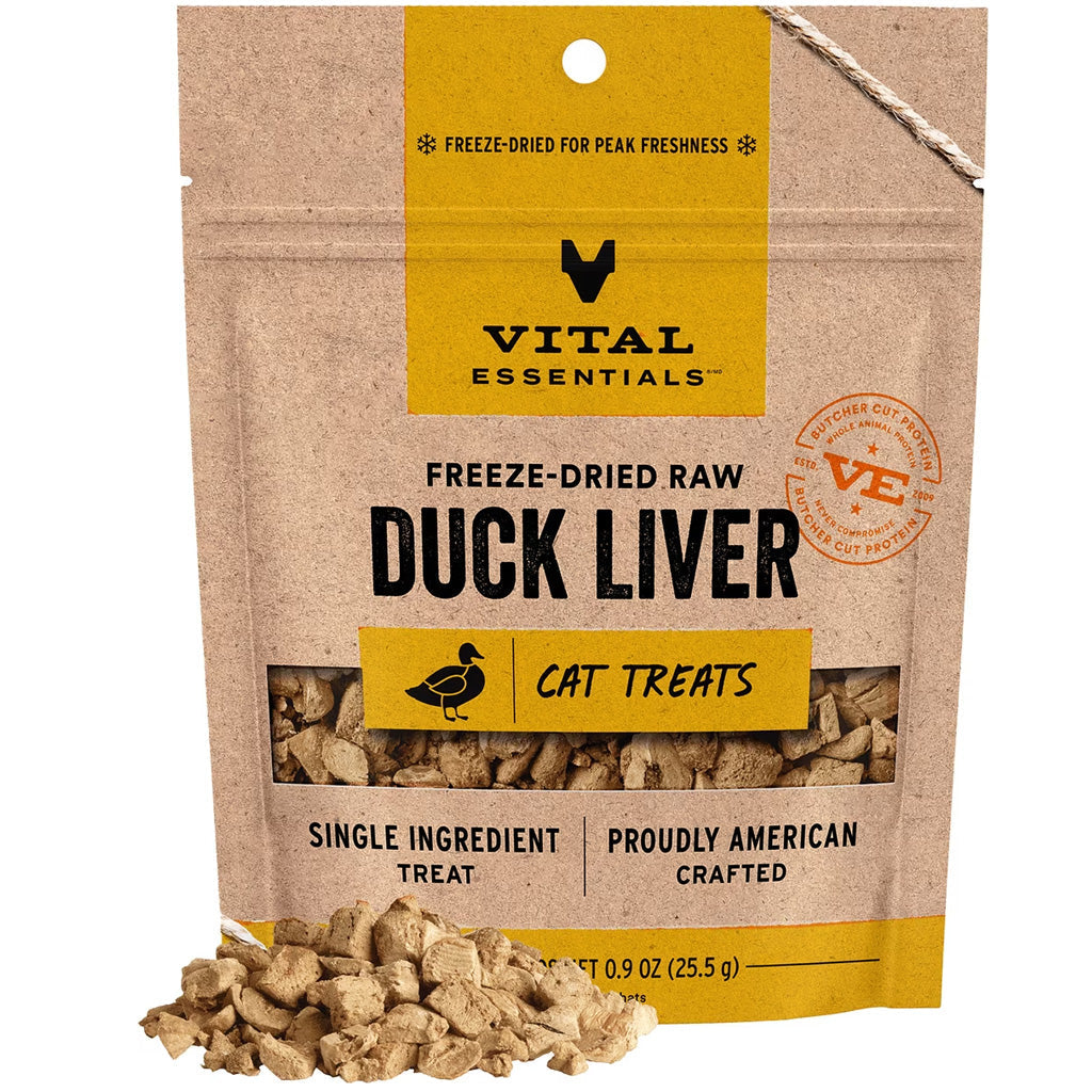 Vital Essentials Freeze-Dried Duck Liver Treats for Cats, 0.9-oz
