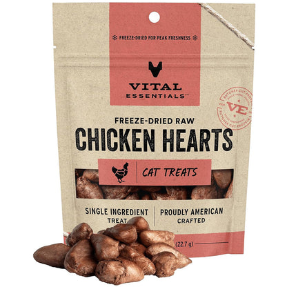 Vital Essentials Freeze-Dried Raw Chicken Hearts Treats For Cats (0.8 oz)
