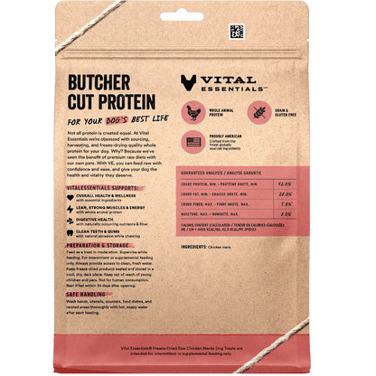 Vital Essentials Freeze-Dried Raw Chicken Necks Dog Treats, 9-oz