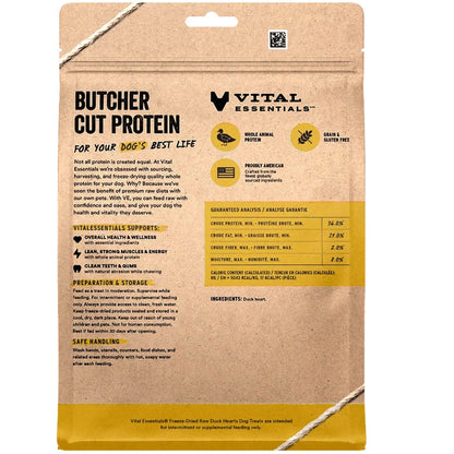 Vital Essentials Freeze-Dried Raw Duck Hearts Dog Treats, 10-oz