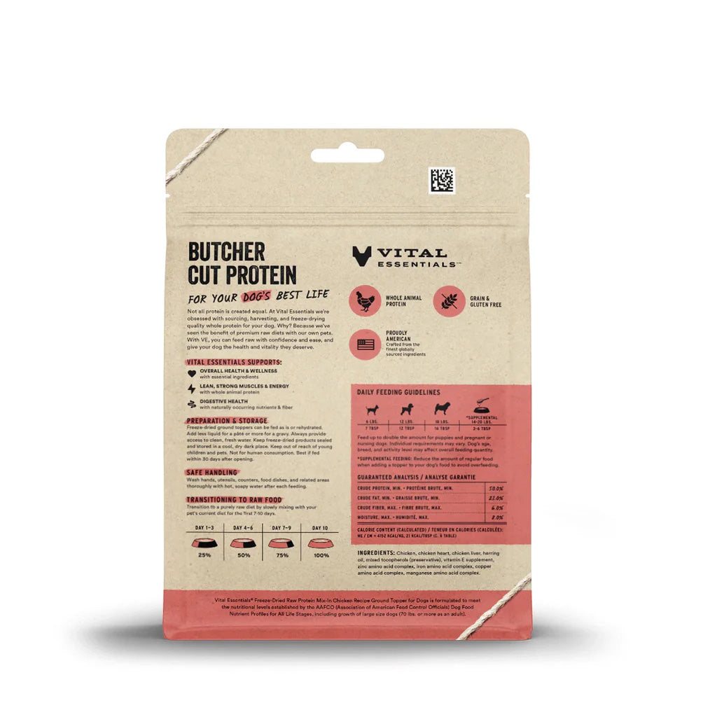 Vital Essentials Freeze-Dried Raw Protein Mix-In Ground Topper for Dogs